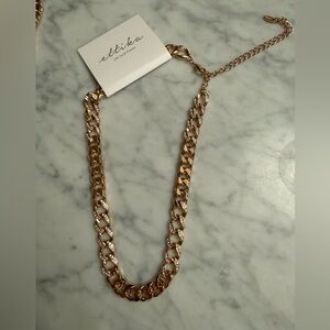 Ettika Gold plated curb chain with clear stones